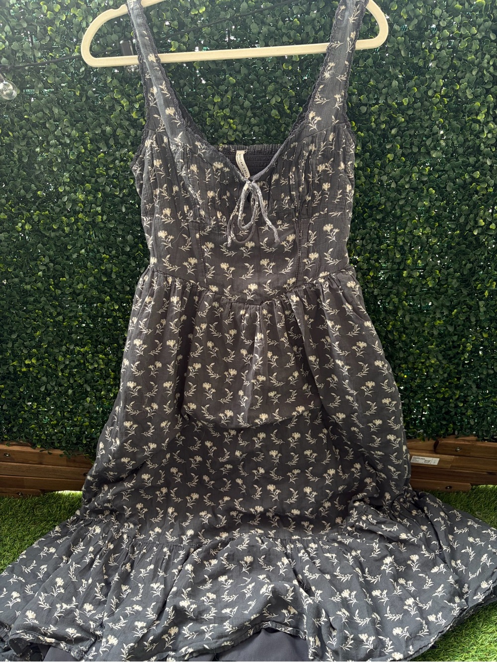 Navy Floral Tiered Sundress with Tie Front